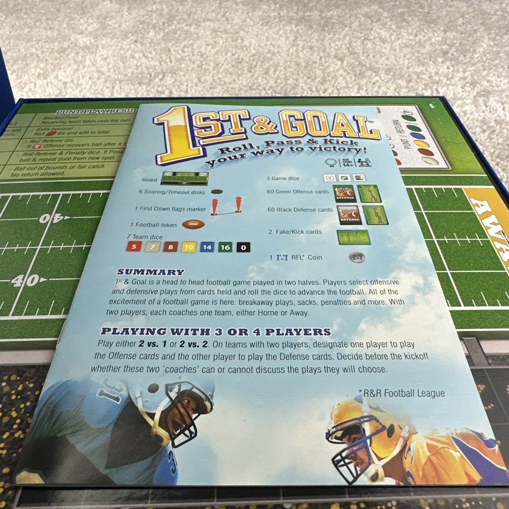 1st & Goal Football Board Game R&R Games 2013 Complete Dice & Card Strategy Game - Picture 6 of 6